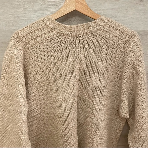 Vintage Oversized Crew Neck Striped Knit Beige Sweater - Picture 9 of 13